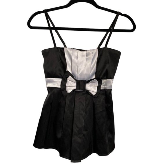 rozeti Tops - Rozeti Black and White Strappy Top with Bow Tuxedo